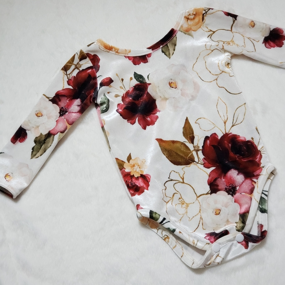 Sumptuous stretch velvet floral leotard